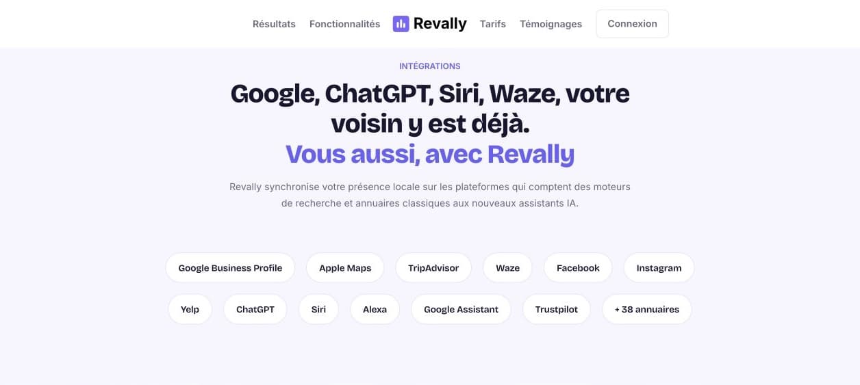 Public Revally section presenting the local presence platforms synchronised by the product